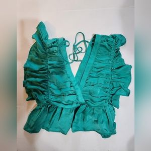 Teal green peplum top